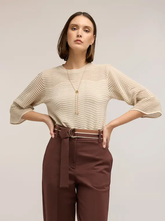 Maglia traforata in misto viscosa Donna, Bianco