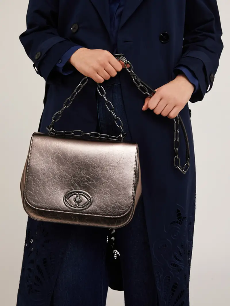 Motivi Medium bag in tessuto laminato argento Donna, Argento, Taglia 02