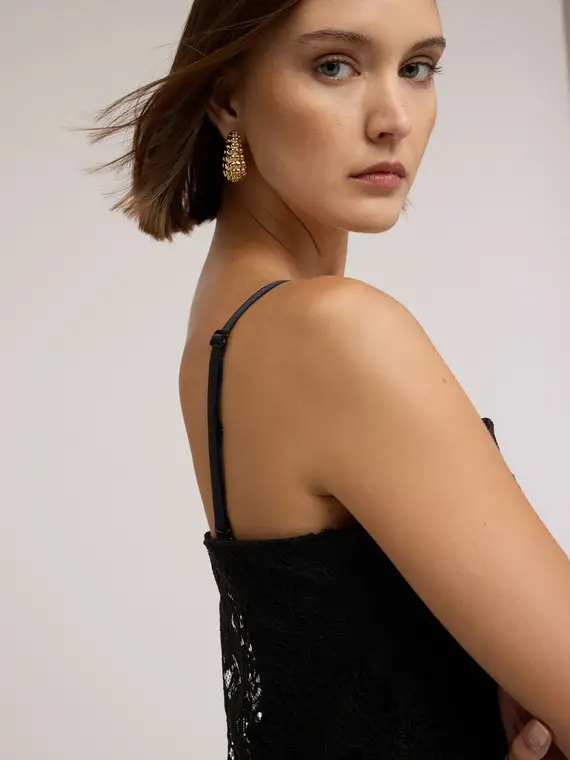 Minidress in pizzo traforato Donna, Nero miniatura 2