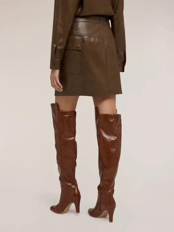 Minigonna asimmetrica con tasche Donna, Verde militare miniatura 2