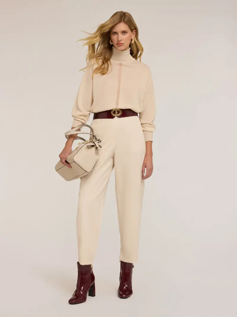 Pantaloni balloon in poliviscosa Donna, Beige