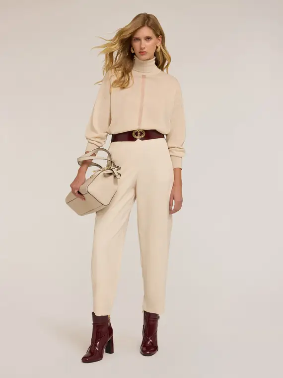 Pantaloni balloon in poliviscosa Donna, Beige