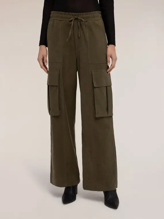 Pantaloni cargo in gabardina misto lyocell Donna, Verde militare