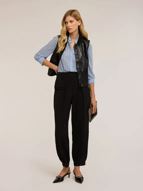 Pantaloni cargo in tessuto fluido Donna, Nero