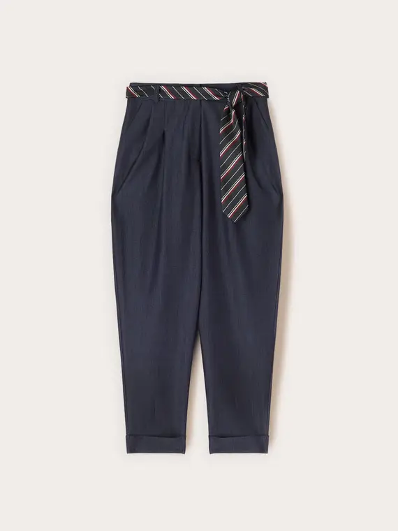 Pantaloni carota in chambray Donna, Blu