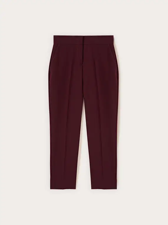 Pantaloni carrot a vita alta Donna, Bordeaux