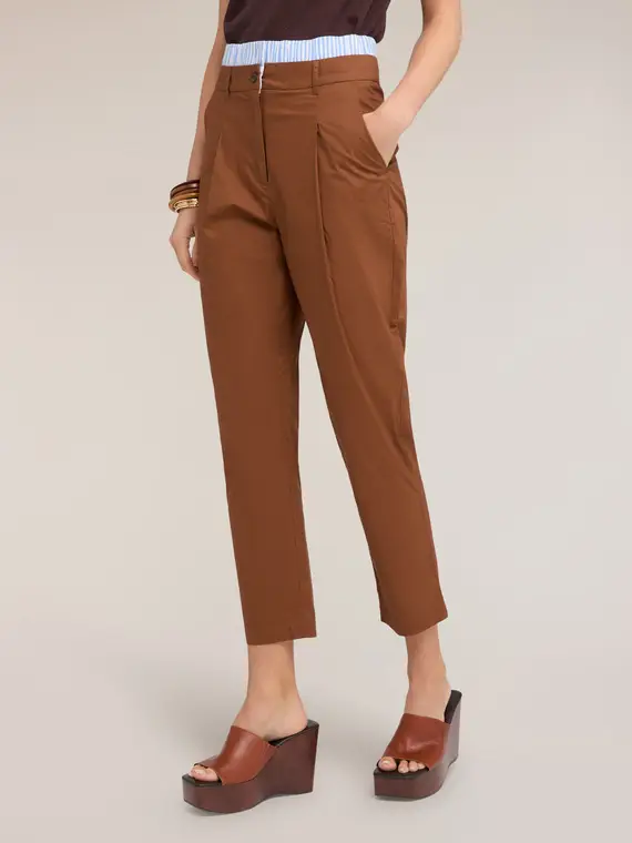 Pantaloni carrot in tela di cotone Donna miniatura 3