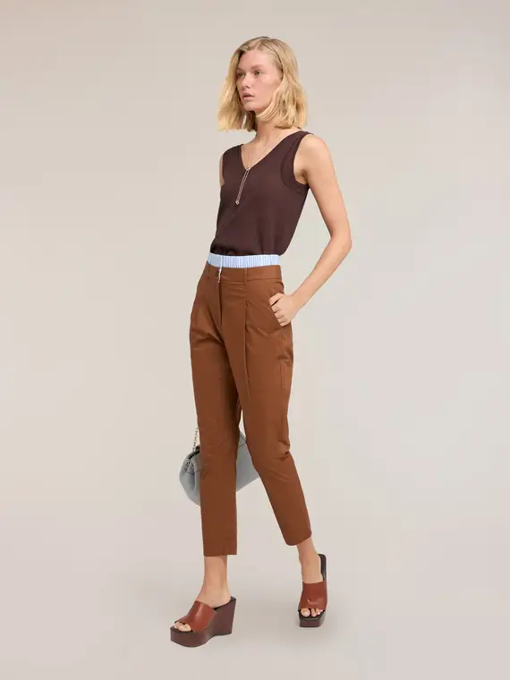 Pantaloni carrot in tela di cotone Donna