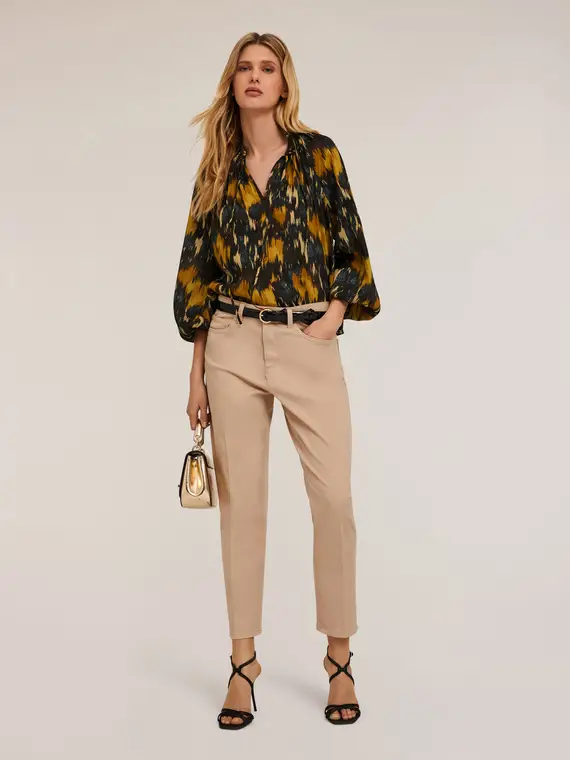 Pantaloni carrot Rianne in cotone Donna, Beige