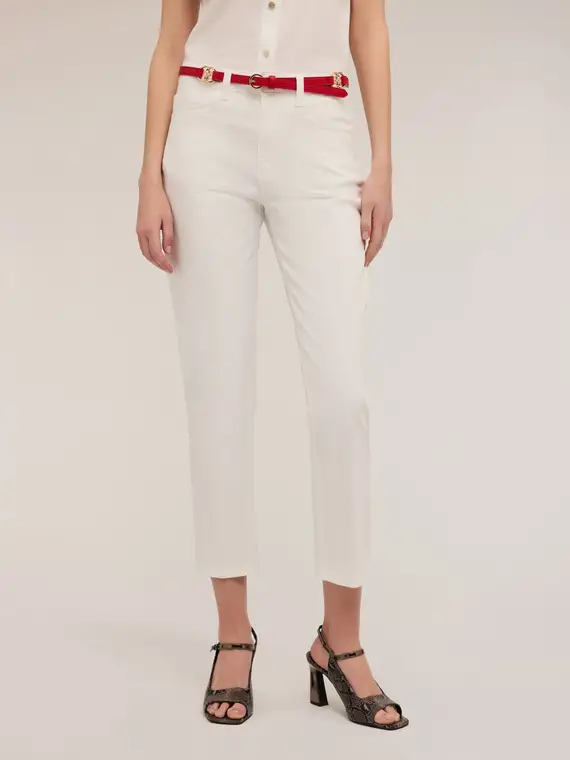Pantaloni carrot Rianne in cotone Donna, Bianco miniatura 3