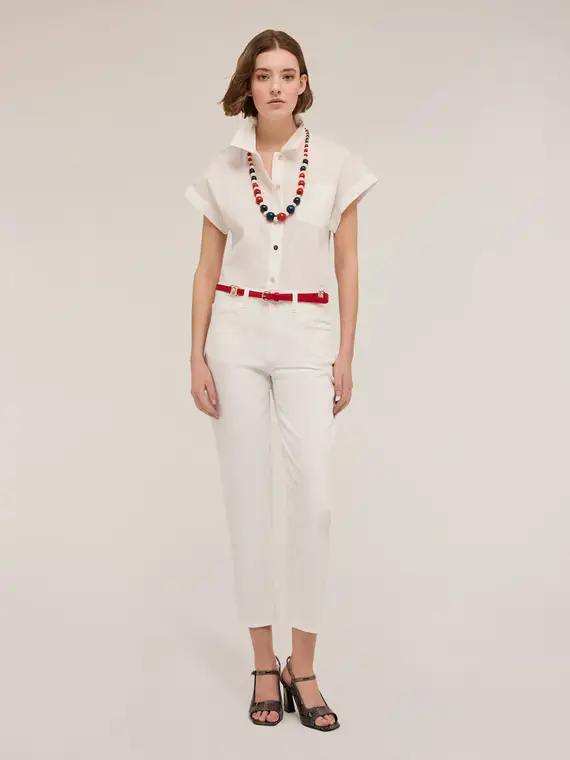 Pantaloni carrot Rianne in cotone Donna, Bianco