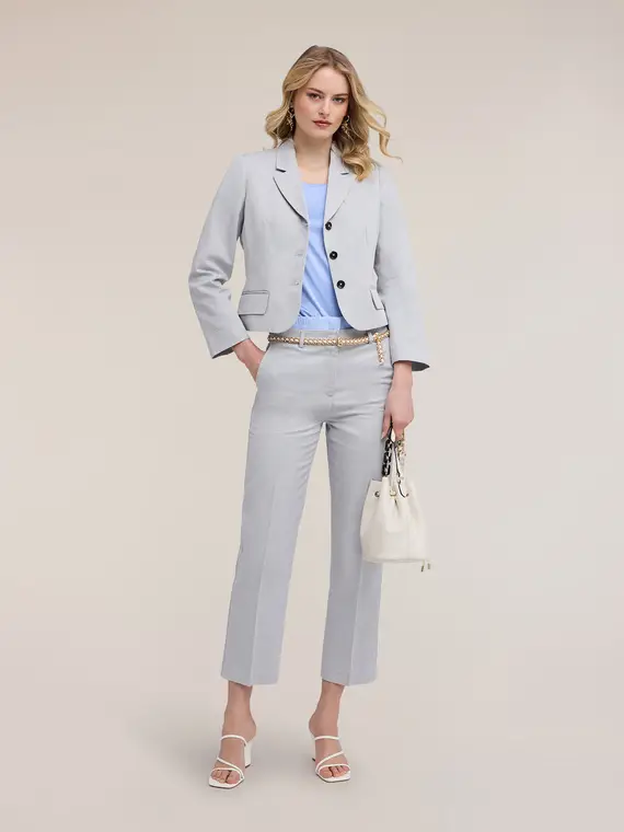 Pantaloni chino a vita alta Donna, Grigio