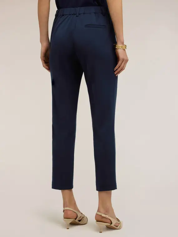 Pantaloni chino in tessuto armaturato Donna, Blu miniatura 2