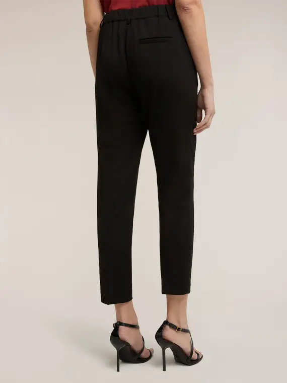 Pantaloni chino in tessuto armaturato Donna, Nero miniatura 2