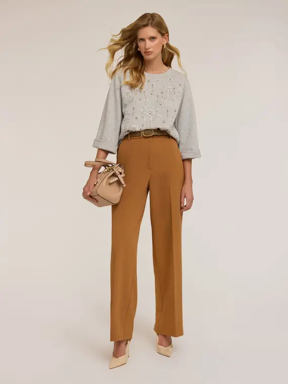 Pantaloni con impunture Donna, Marrone