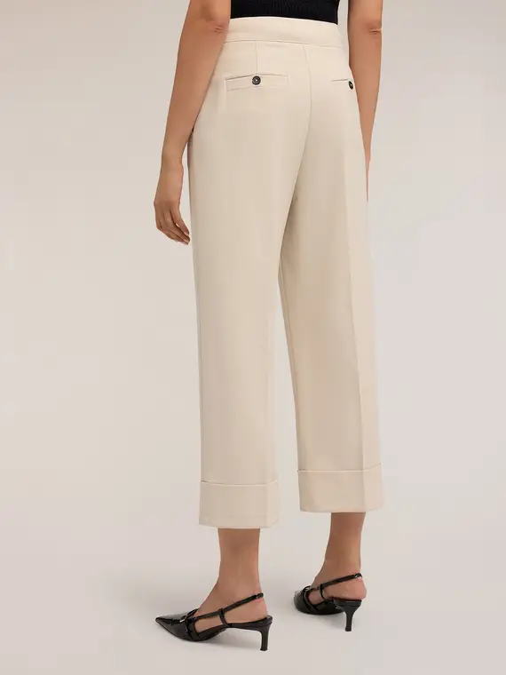 Pantaloni cropped in crepe Donna, Bianco miniatura 2
