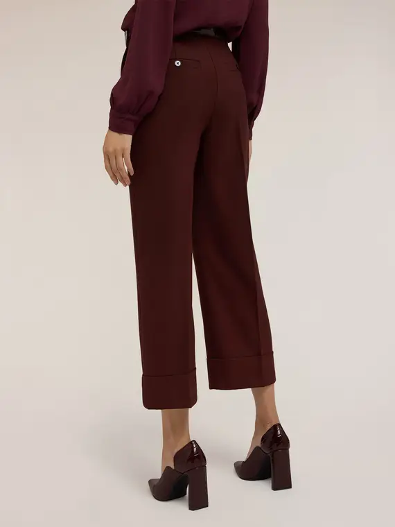 Pantaloni cropped in crepe Donna, Marrone miniatura 2