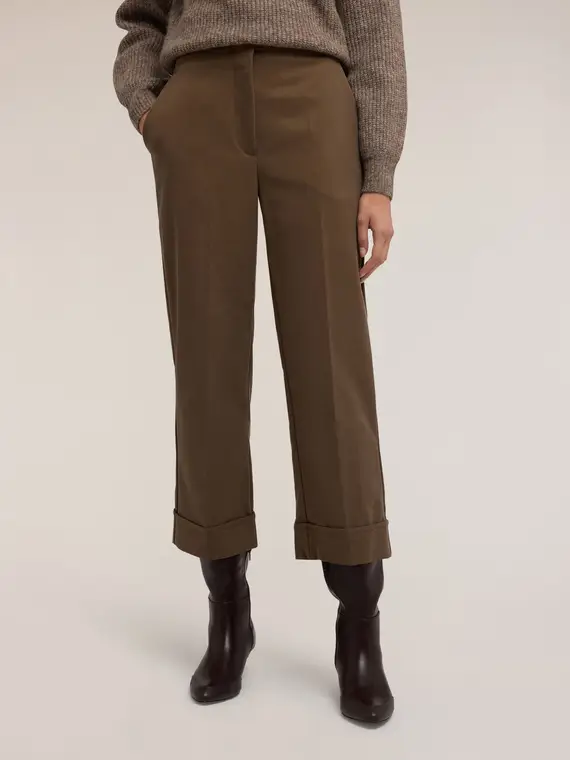 Pantaloni cropped in gabardina Donna, Verde militare miniatura 3