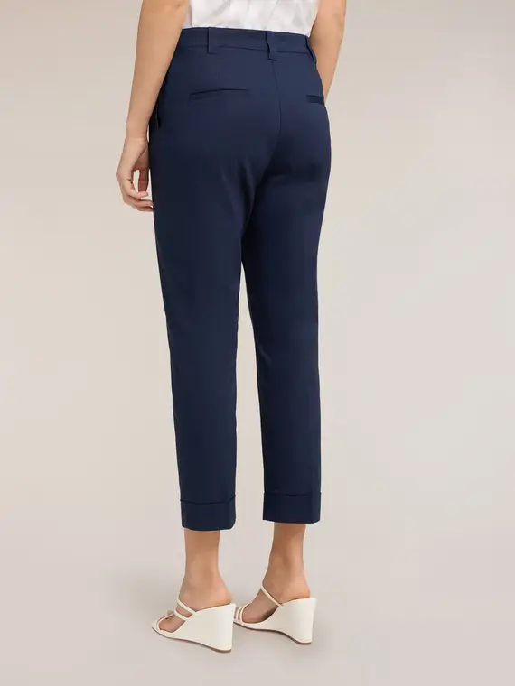 Pantaloni cropped in misto cotone Donna, Blu miniatura 2