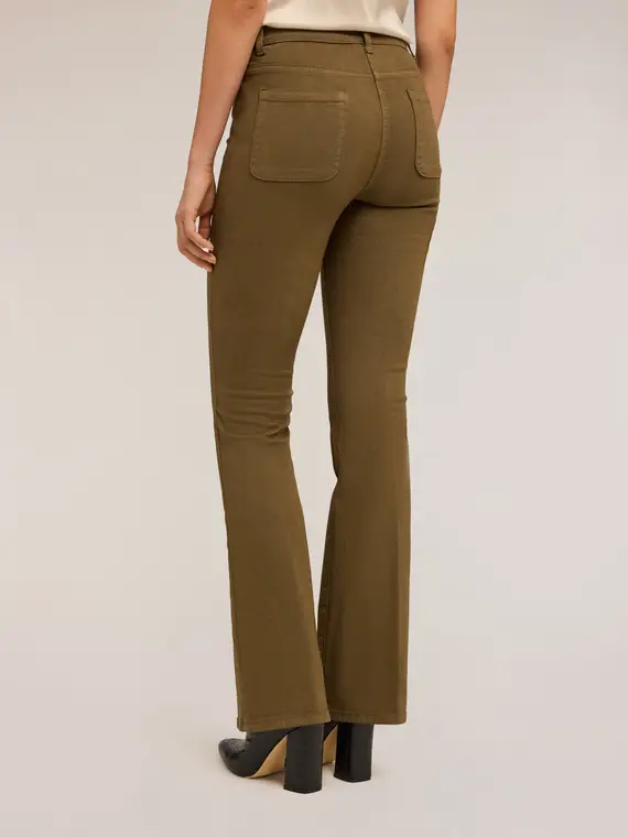 Pantaloni flare in drill di cotone Donna, Verde militare miniatura 2