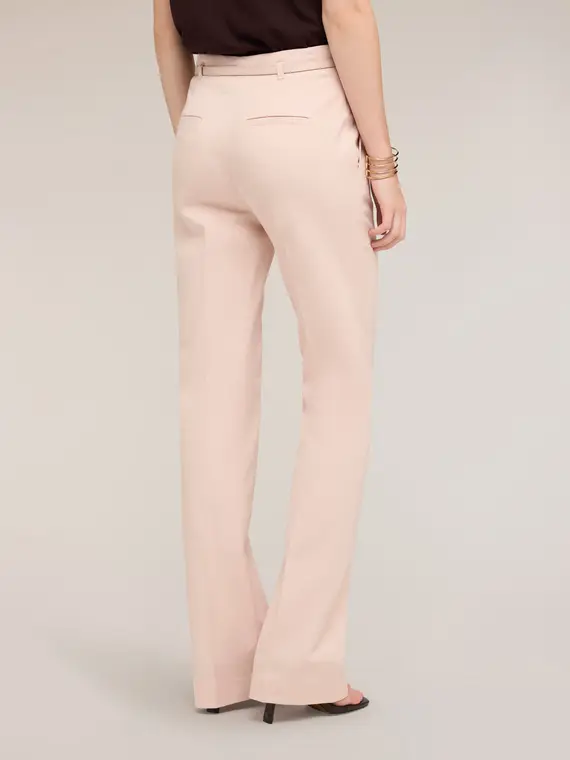Pantaloni flare in gabardina Donna, Rosa cipria miniatura 2
