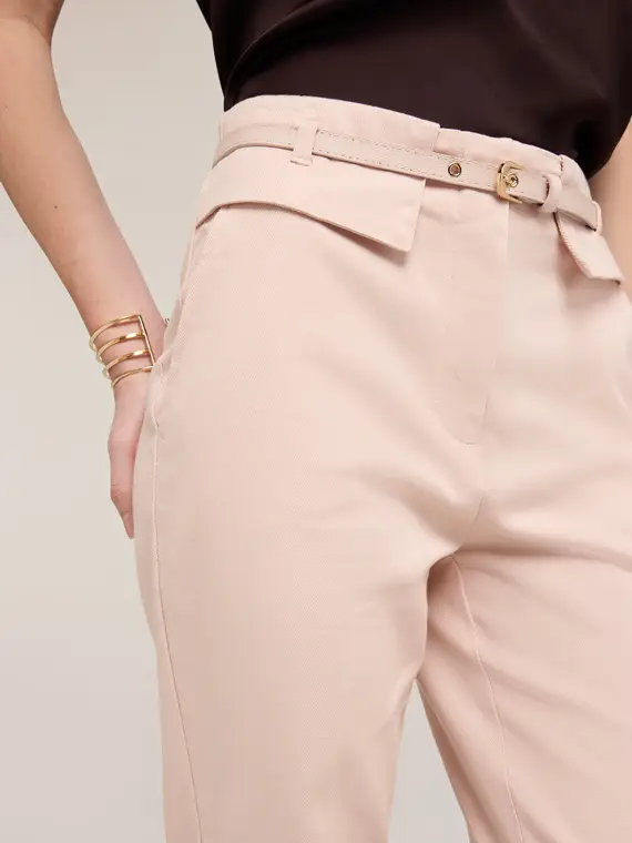 Pantaloni flare in gabardina Donna, Rosa cipria miniatura 3