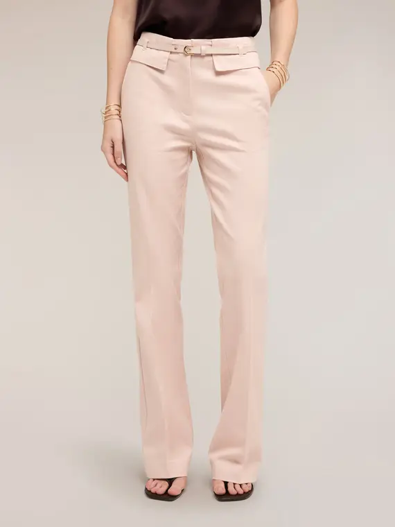 Pantaloni flare in gabardina Donna, Rosa cipria