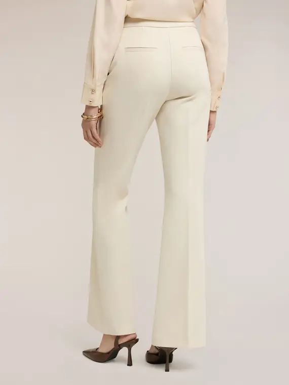 Pantaloni flare in tessuto armaturato Donna, Bianco miniatura 2