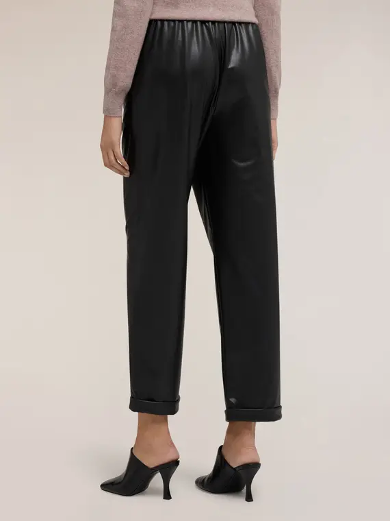 Pantaloni joggers in tessuto spalmato Donna, Nero miniatura 2
