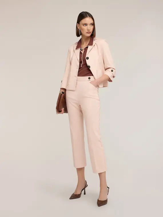 Pantaloni kick flare in cotone tecnico Donna, Rosa cipria miniatura 3