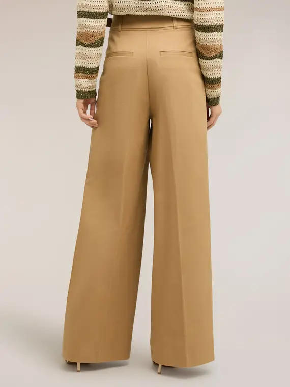 Pantaloni palazzo con alta cintura Donna, Beige miniatura 2