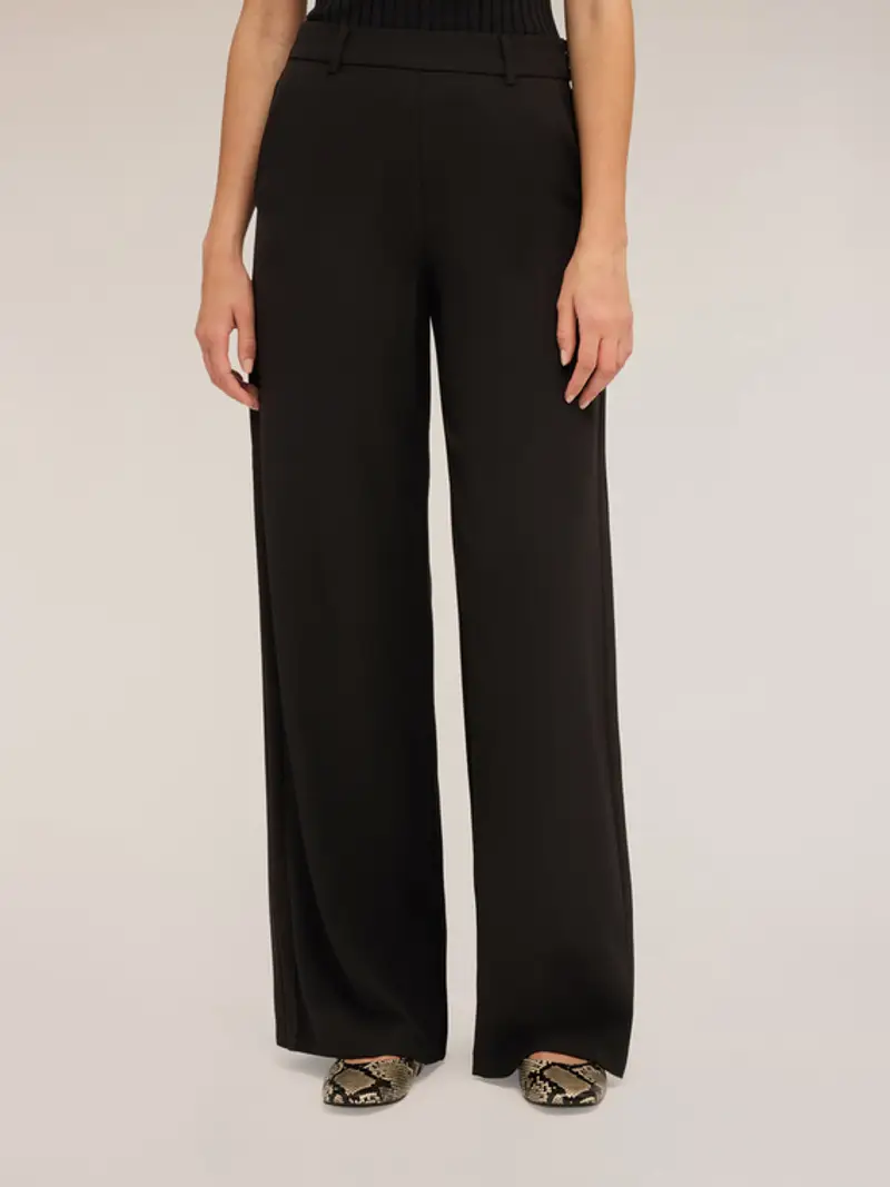 Pantaloni palazzo con banda laterale Donna, Nero