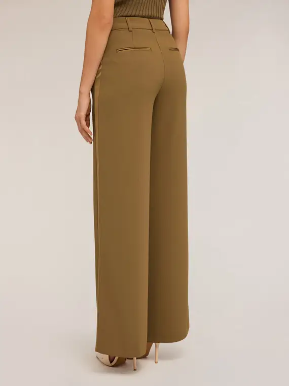 Pantaloni palazzo con banda laterale Donna, Verde militare miniatura 2