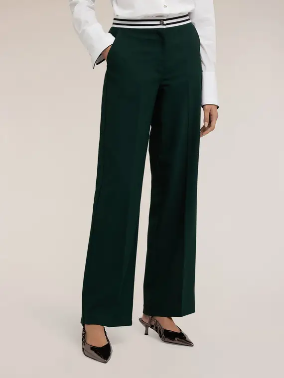 Pantaloni palazzo con cintura a righe Donna, Verde