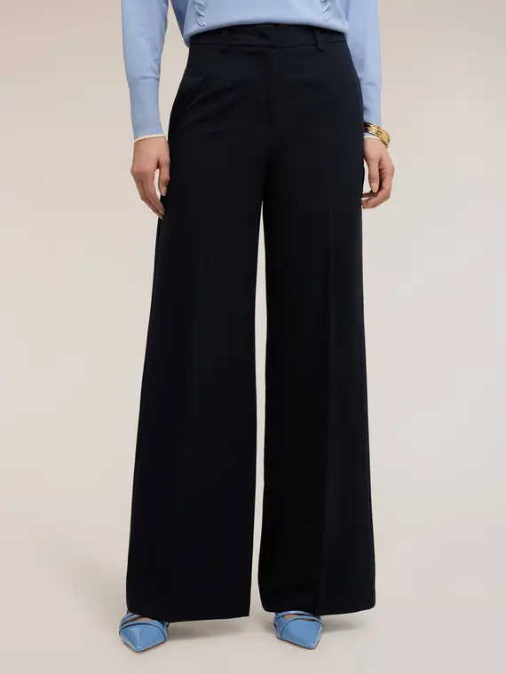 Pantaloni palazzo con piega stirata Donna, Blu miniatura 3