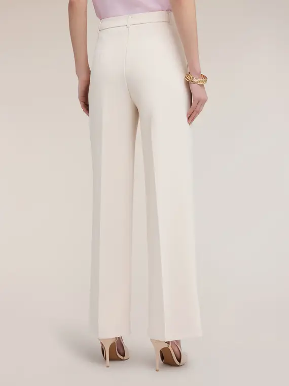 Pantaloni palazzo in crêpe Donna, Beige miniatura 2