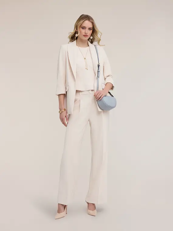 Pantaloni palazzo in crêpe Donna, Beige
