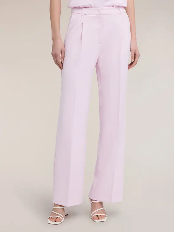 Pantaloni palazzo in crêpe Donna, Rosa miniatura 3