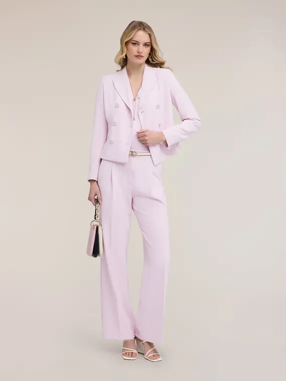 Pantaloni palazzo in crêpe Donna, Rosa