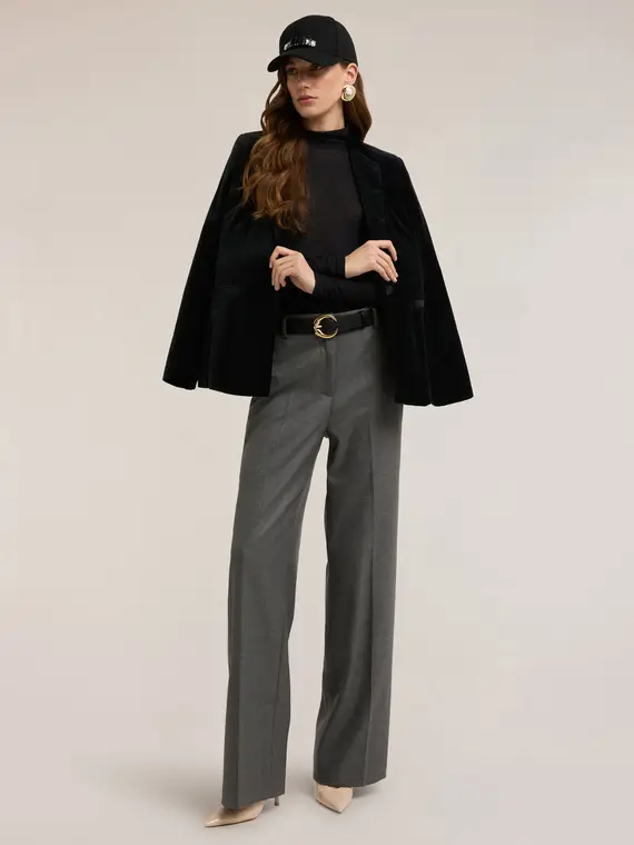 Pantaloni palazzo in flanella Donna, Grigio