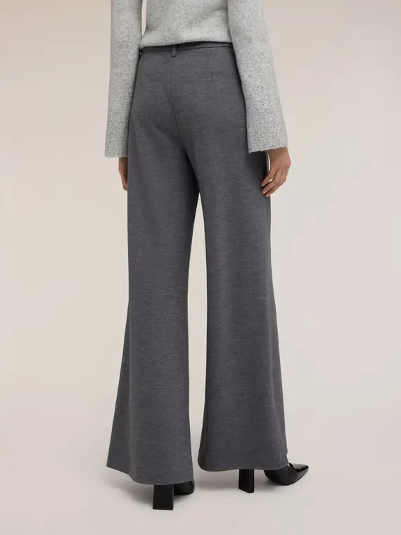 Pantaloni palazzo in misto lana Donna, Grigio miniatura 2