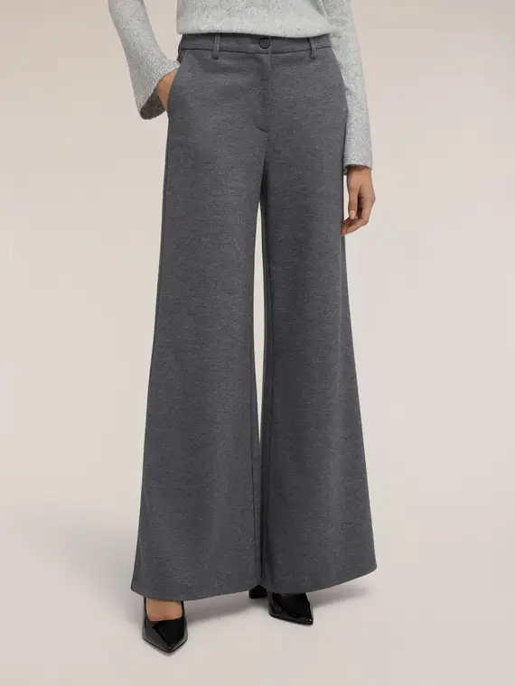 Pantaloni palazzo in misto lana Donna, Grigio