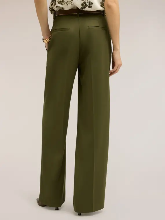 Pantaloni palazzo in poliviscosa Donna, Verde militare miniatura 2