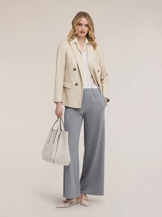 Pantaloni palazzo in scuba Donna, Grigio