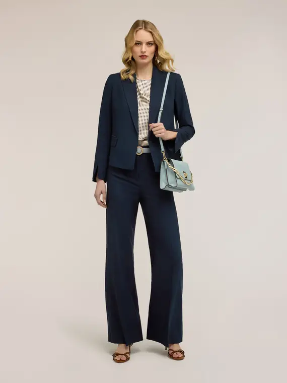 Pantaloni palazzo in tessuto armaturato Donna, Blu