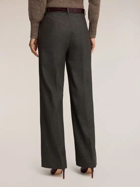 Pantaloni palazzo in tessuto armaturato misto lurex Donna, Grigio miniatura 2