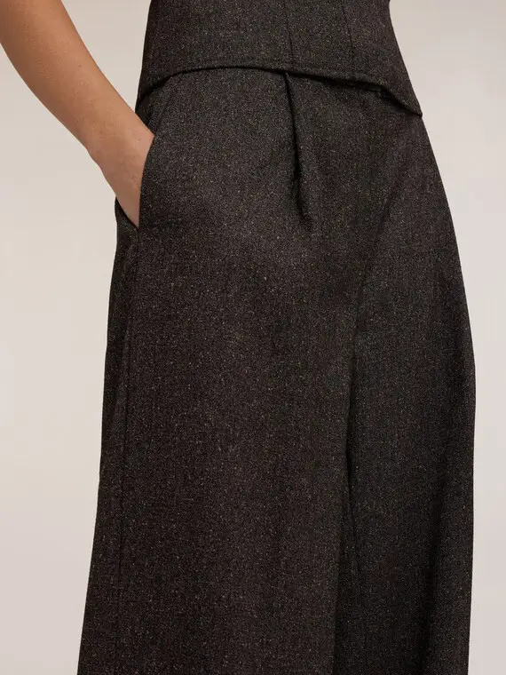 Pantaloni palazzo in tinto filo Donna, Grigio miniatura 3