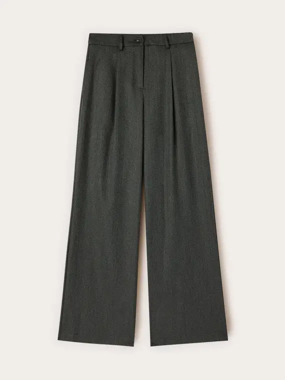 Pantaloni palazzo in tinto filo Donna, Grigio