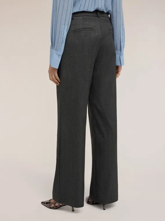 Pantaloni palazzo in tinto filo Donna, Grigio miniatura 2