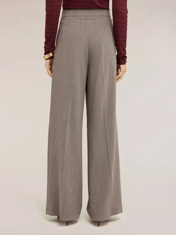 Pantaloni palazzo in tinto filo Donna, Grigio miniatura 2